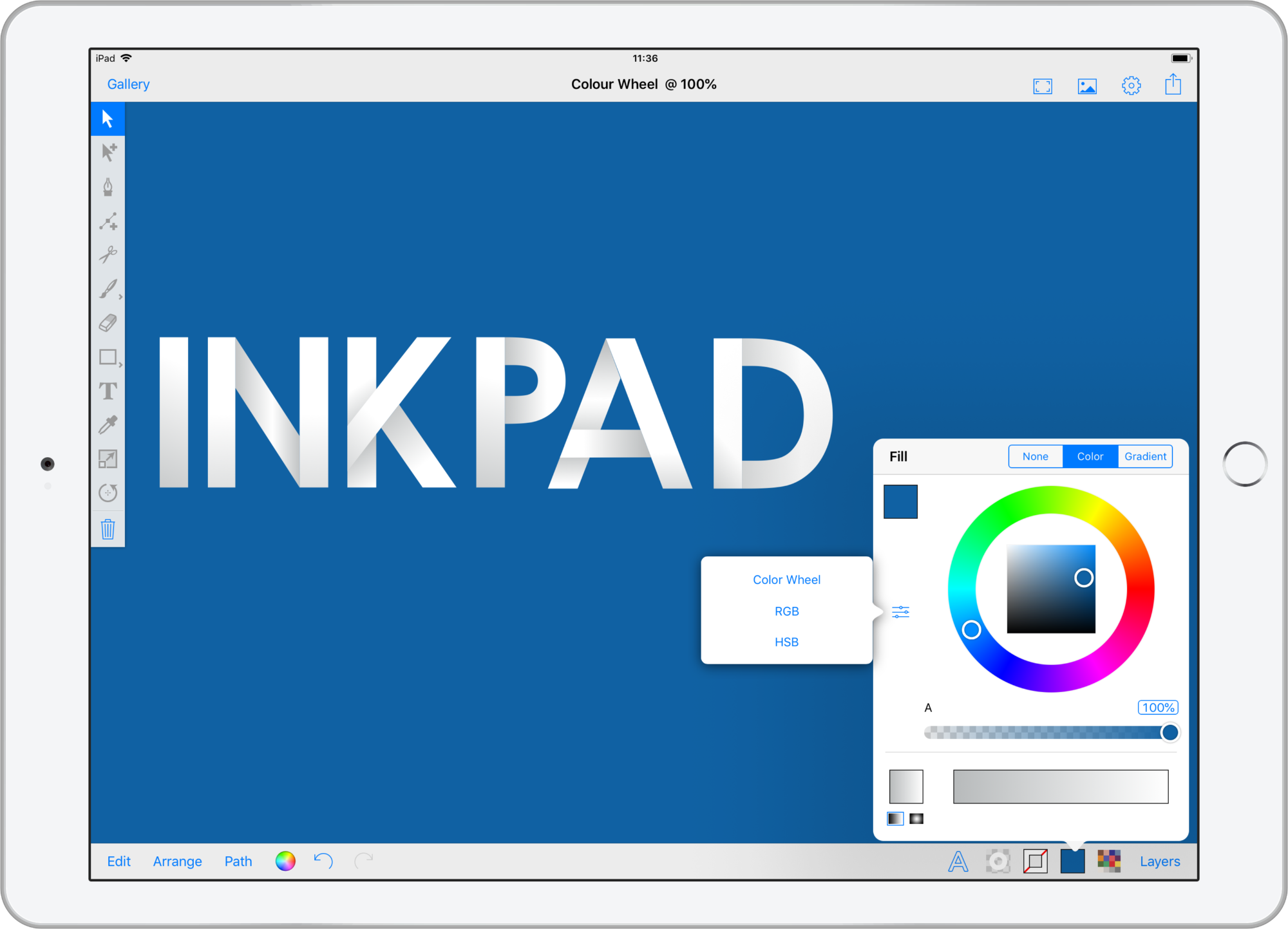 Inkpad HSB color wheel